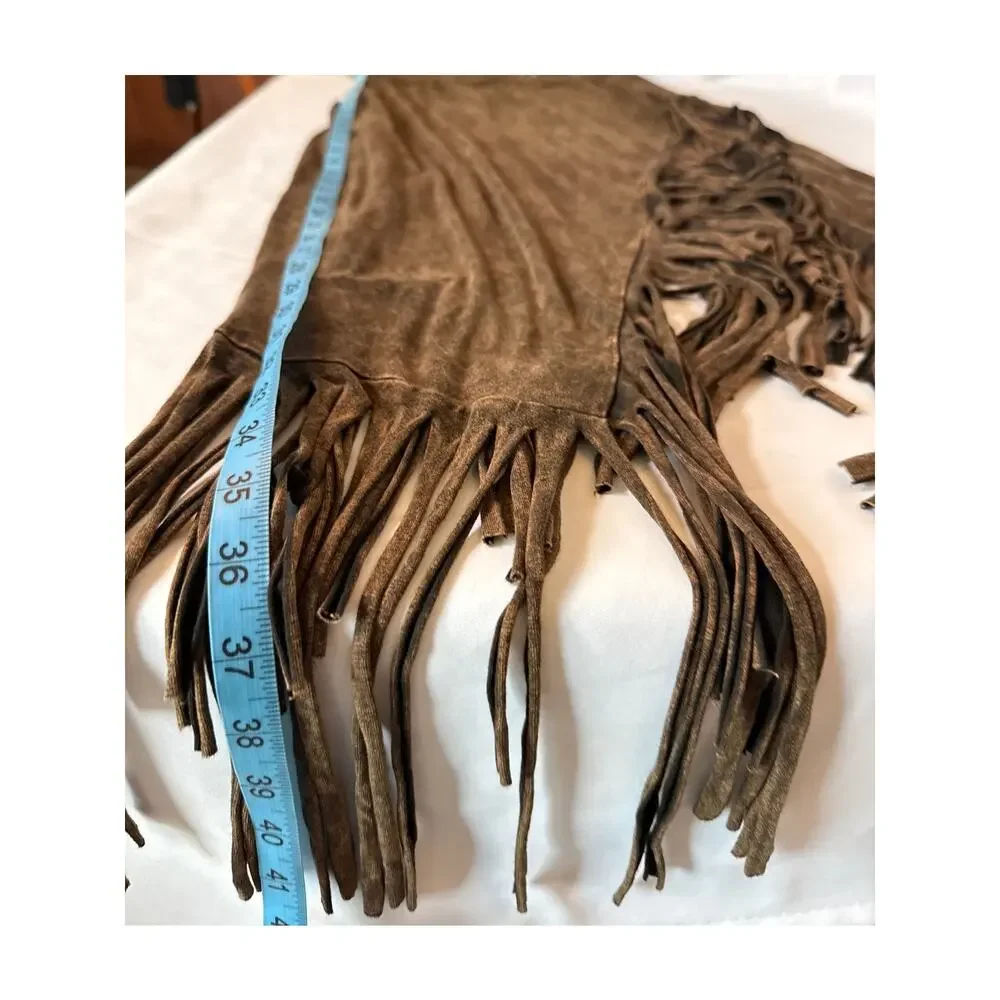 Brown Asymmetrical Maxi Skirt Boho Festival Cowgirl Western Foldover Waist Large